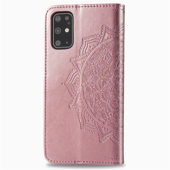 Embossed Mandala Flower Leather Covering for Samsung Galaxy S20 Plus - Rose Gold - 6