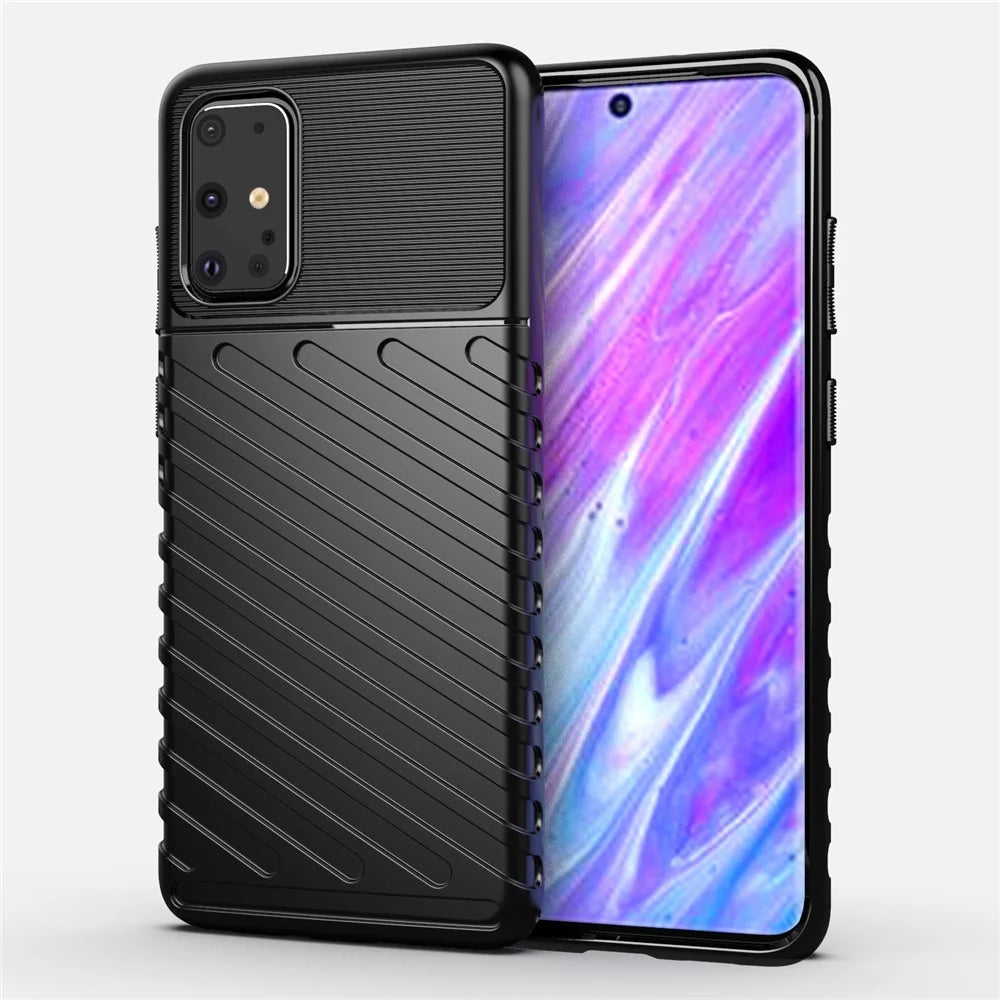Thunder Series Twill Texture Soft TPU Phone Casing for Samsung Galaxy S20 Plus - Black - 1