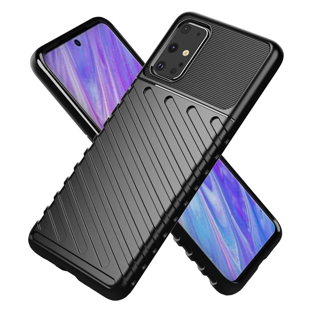 Thunder Series Twill Texture Soft TPU Phone Casing for Samsung Galaxy S20 Plus - Black - 2