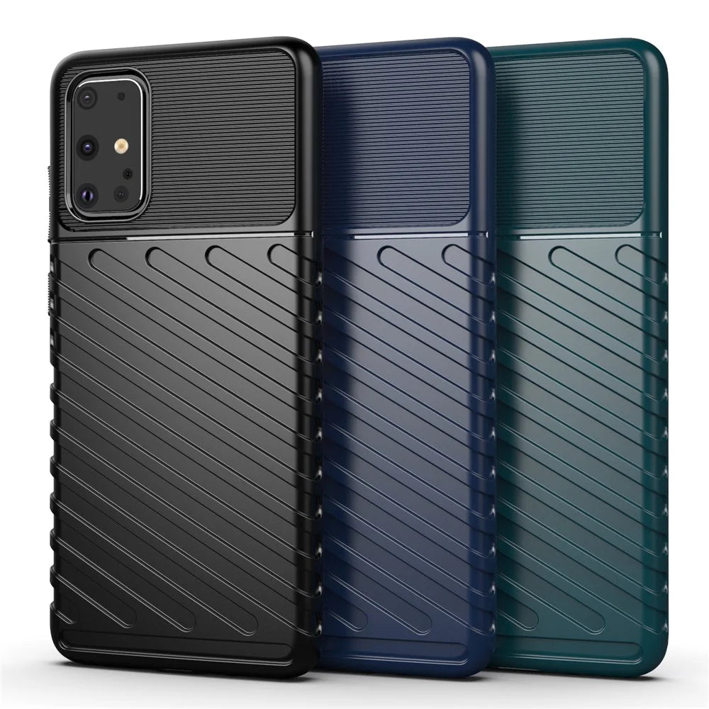 Thunder Series Twill Texture Soft TPU Phone Casing for Samsung Galaxy S20 Plus - Black - 3