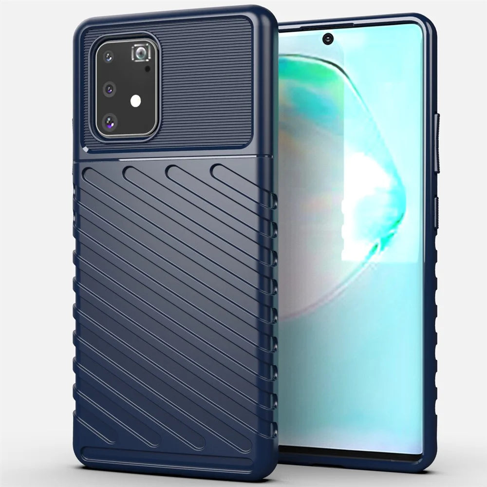 Thunder Series Twill Texture Soft TPU Back Case for Samsung Galaxy A91 - Blue - 1