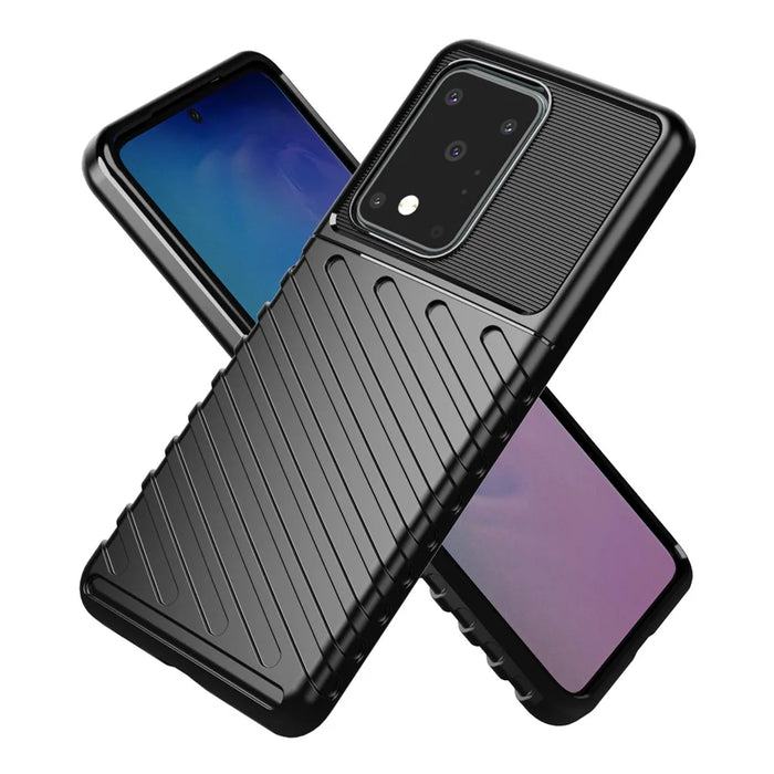 Thunder Series Twill Texture Soft TPU Phone Shell for Samsung Galaxy S20 Ultra - Black - 2