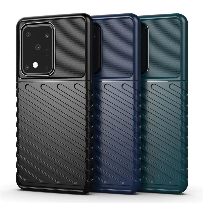Thunder Series Twill Texture Soft TPU Phone Shell for Samsung Galaxy S20 Ultra - Black - 3