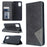 Geometric Pattern Stand Leather Case Card Holder Shell for Samsung Galaxy A71 A715 - Black - 1