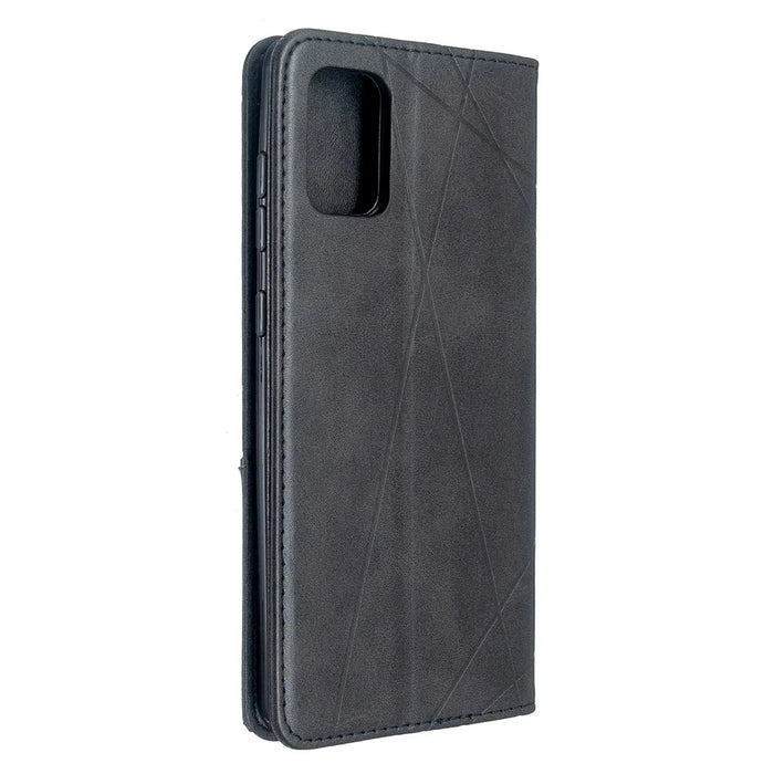 Geometric Pattern Stand Leather Case Card Holder Shell for Samsung Galaxy A71 A715 - Black - 3