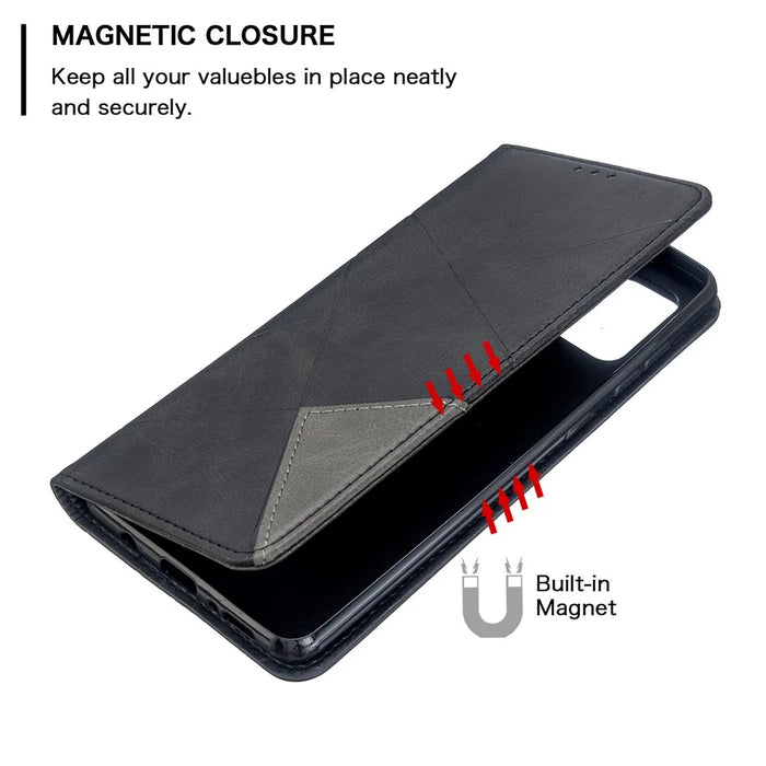 Geometric Pattern Stand Leather Case Card Holder Shell for Samsung Galaxy A71 A715 - Black - 6