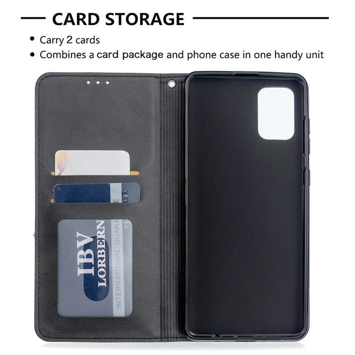 Geometric Pattern Stand Leather Case Card Holder Shell for Samsung Galaxy A71 A715 - Black - 7