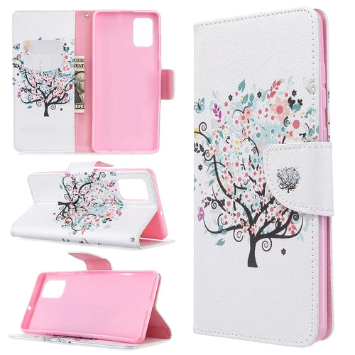 Pattern Printing Wallet Leather Flip Phone Cover for Samsung Galaxy A71 A715 - Flower Tree - 1