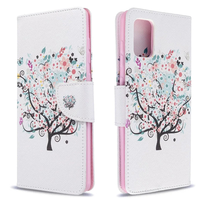 Pattern Printing Wallet Leather Flip Phone Cover for Samsung Galaxy A71 A715 - Flower Tree - 4