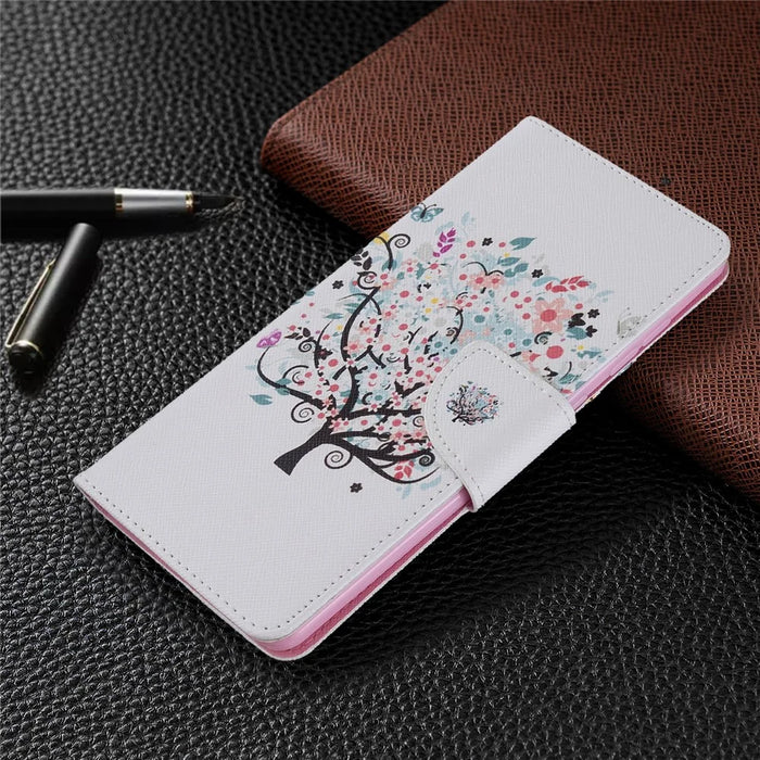 Pattern Printing Wallet Leather Flip Phone Cover for Samsung Galaxy A71 A715 - Flower Tree - 7