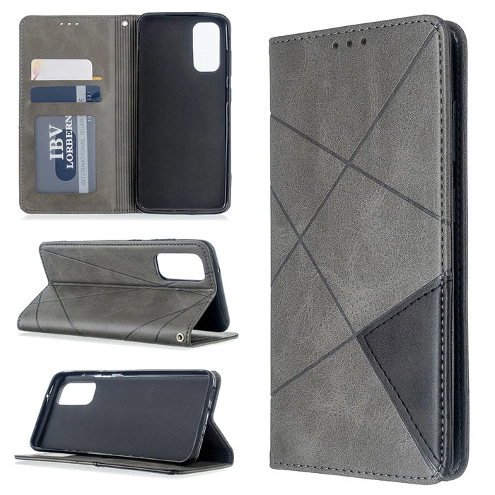 Geometric Pattern Stand Leather Card Holder Case for Samsung Galaxy S20 4G / S20 5G - Grey - 1