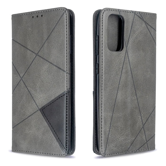 Geometric Pattern Stand Leather Card Holder Case for Samsung Galaxy S20 4G / S20 5G - Grey - 4