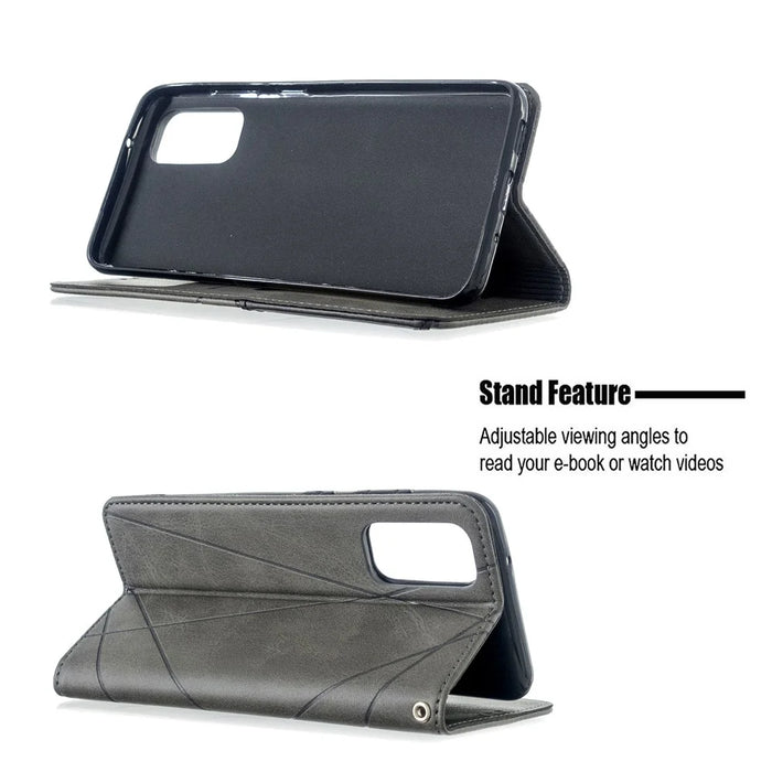 Geometric Pattern Stand Leather Card Holder Case for Samsung Galaxy S20 4G / S20 5G - Grey - 5