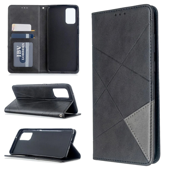 Geometric Pattern Stand Leather Card Holder Case for Samsung Galaxy S20 Plus / S20 Plus 5G - Black - 1
