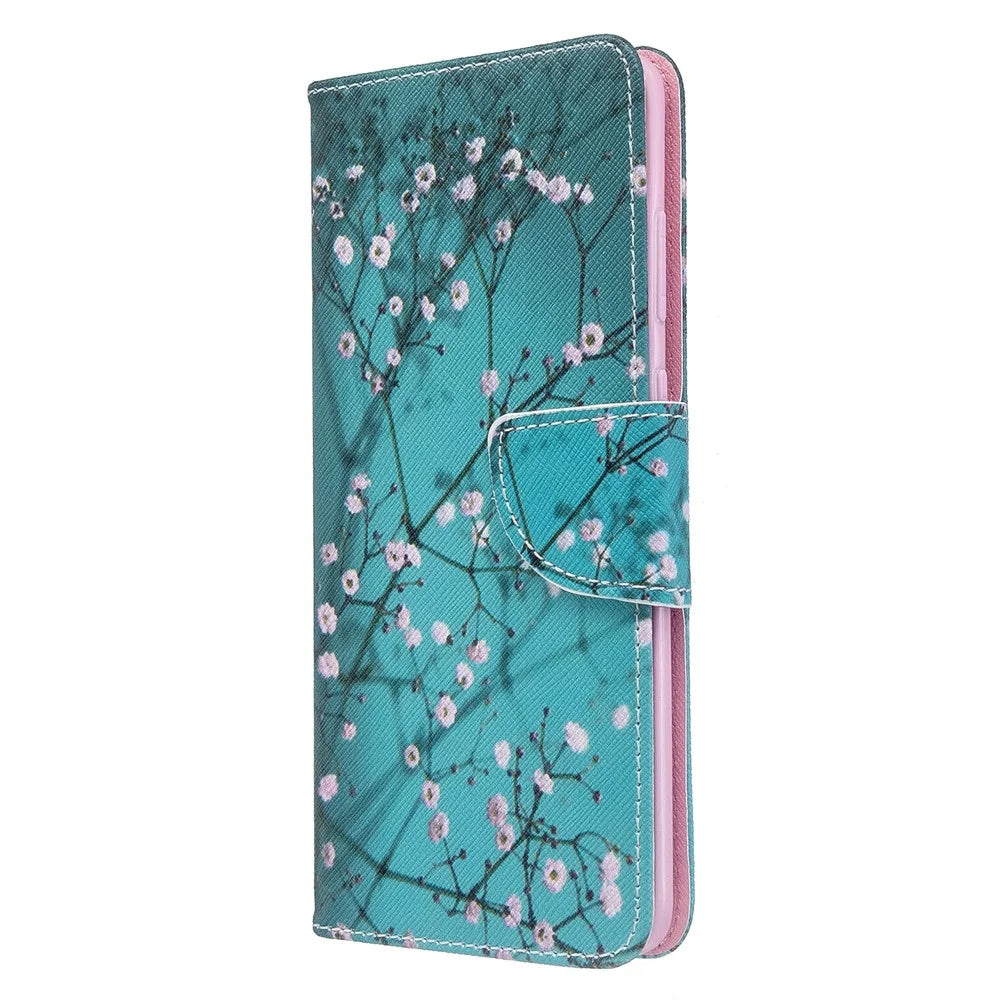 Pattern Printing Leather Wallet Case for Samsung Galaxy S20 Plus - Flower Branches - 2
