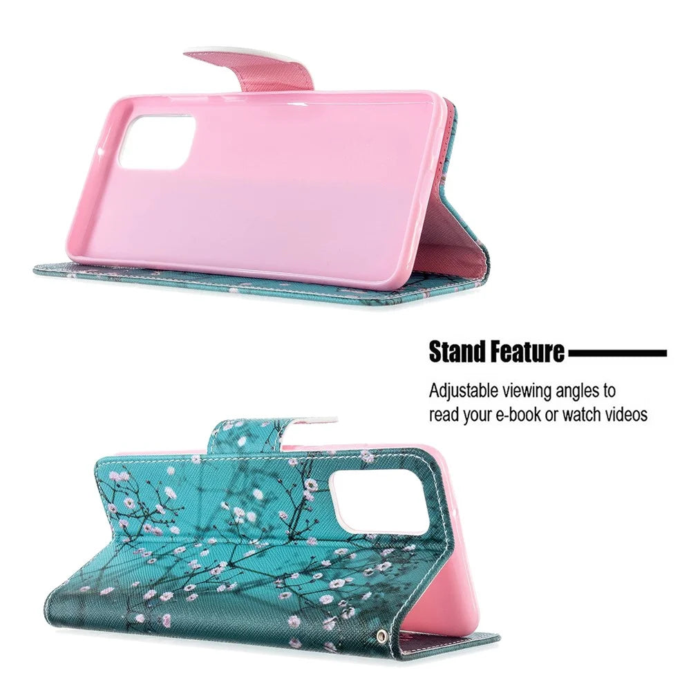 Pattern Printing Leather Wallet Case for Samsung Galaxy S20 Plus - Flower Branches - 5