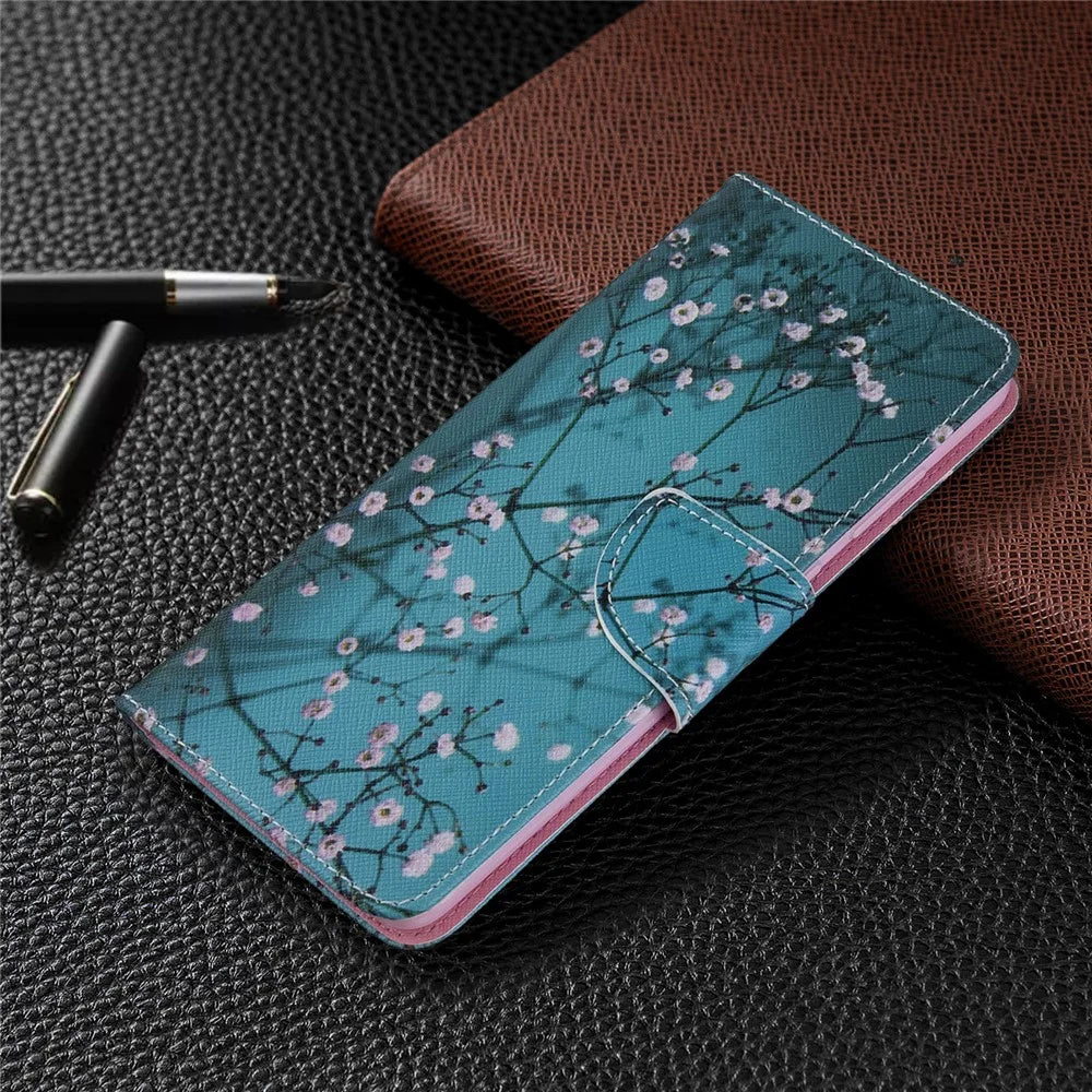 Pattern Printing Leather Wallet Case for Samsung Galaxy S20 Plus - Flower Branches - 7