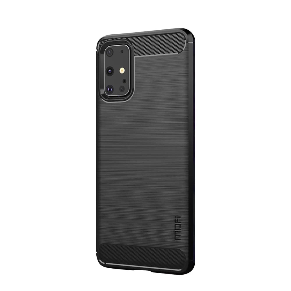MOFI Carbon Fiber Skin Brushed TPU Casing for Samsung Galaxy S20 Plus - Black - 1