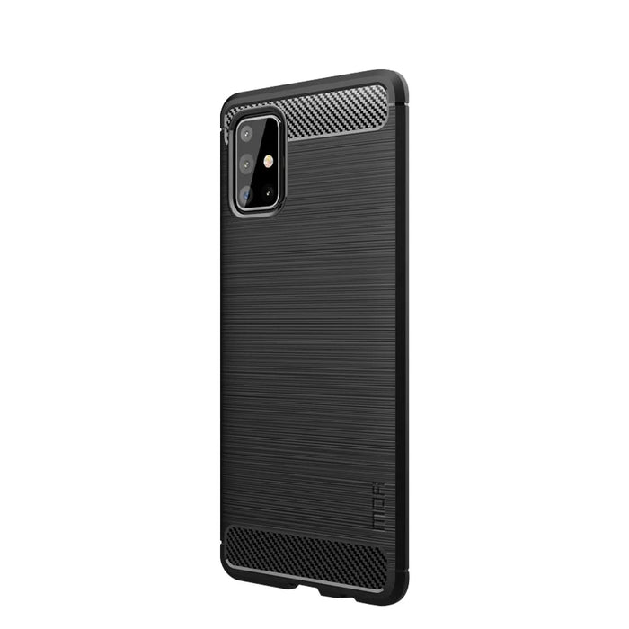 MOFI Carbon Fiber Texture Brushed TPU Back Case for Samsung Galaxy A71 A715 - Black - 1