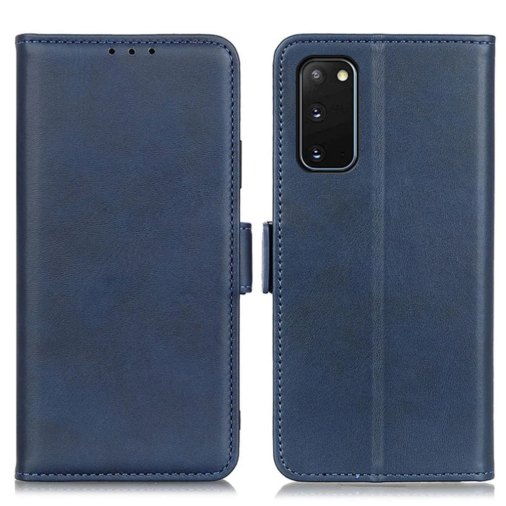 Wallet Stand Magnetic Closure Leather Cover Shell for Samsung Galaxy S20 4G/S20 5G - Blue - 1