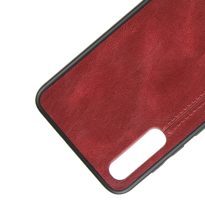 Leather Coated PC + TPU Protection Phone Shell Cover for Samsung Galaxy A70 - Red - 2