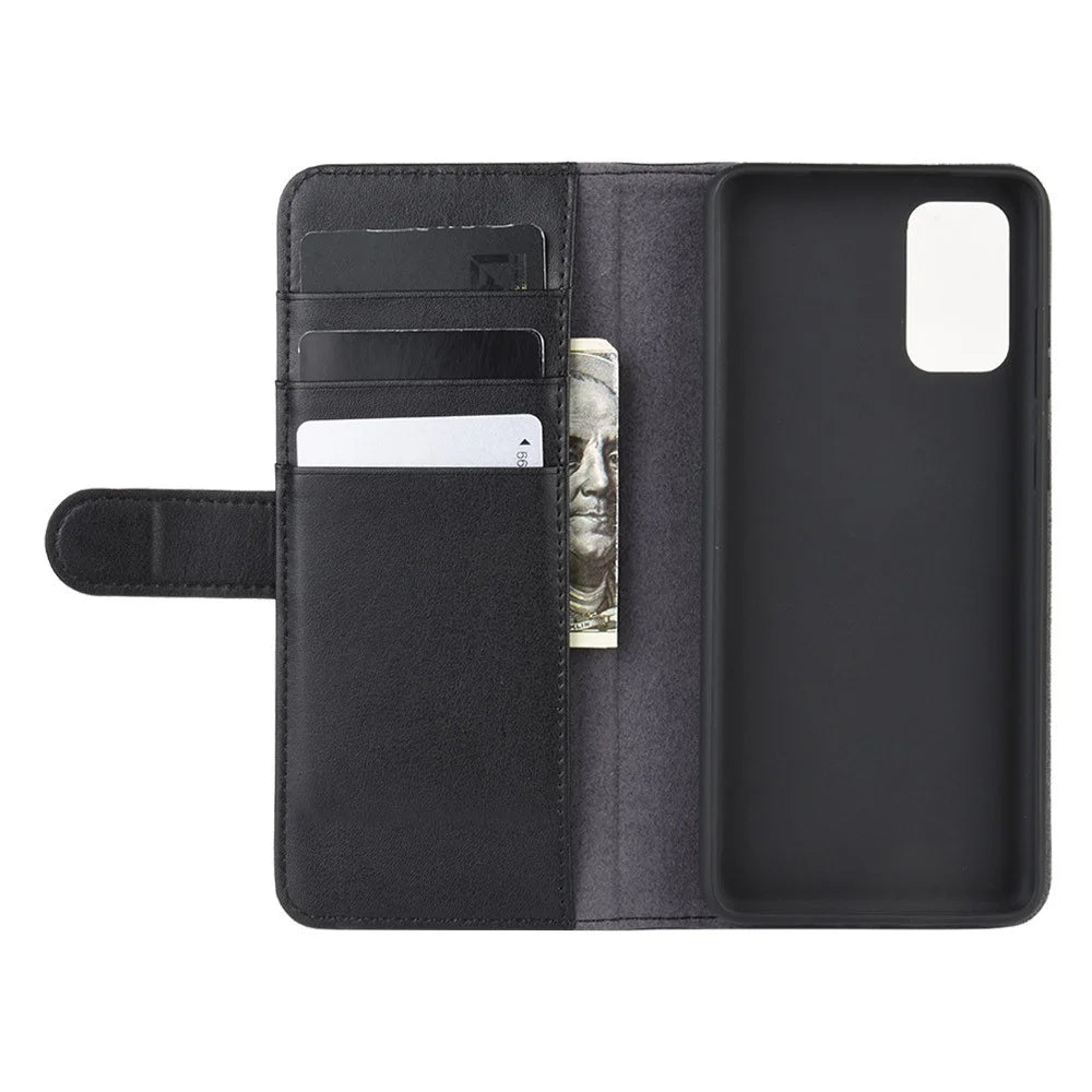 Split Leather Wallet Stand Phone Case for Samsung Galaxy S20 4G/S20 5G Cell Phone Accessory - Black - 5