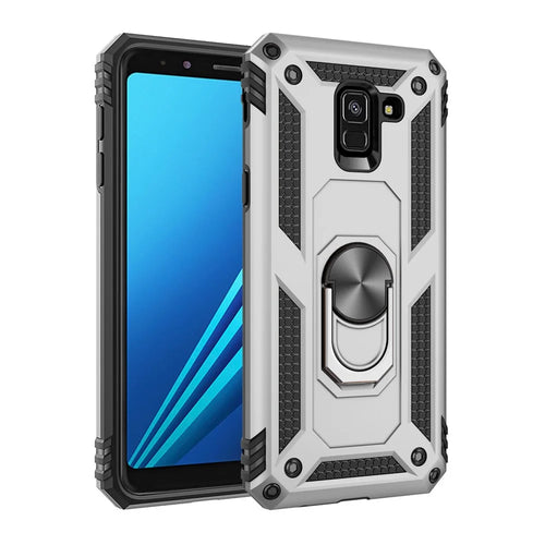 TPU+PC+Metal Phone Shell with Kickstand for Samsung Galaxy A8 (2018) - Silver - 1