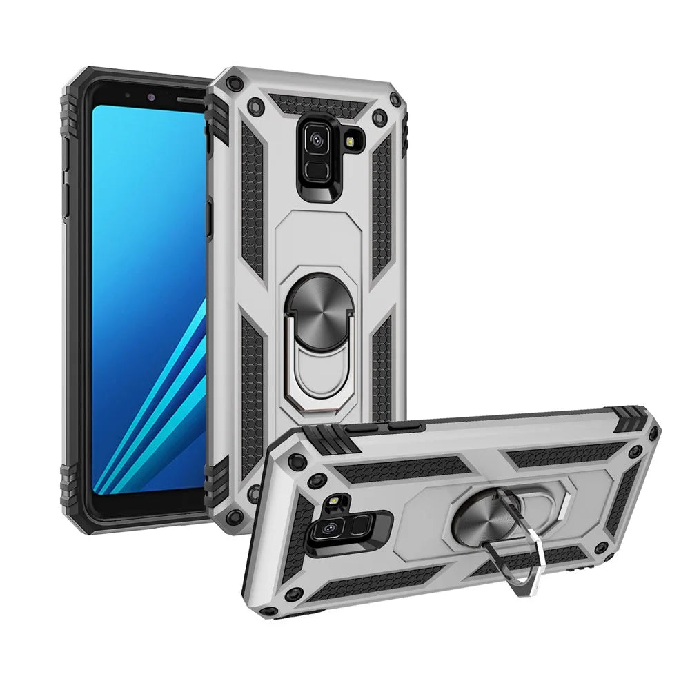 TPU+PC+Metal Phone Shell with Kickstand for Samsung Galaxy A8 (2018) - Silver - 2