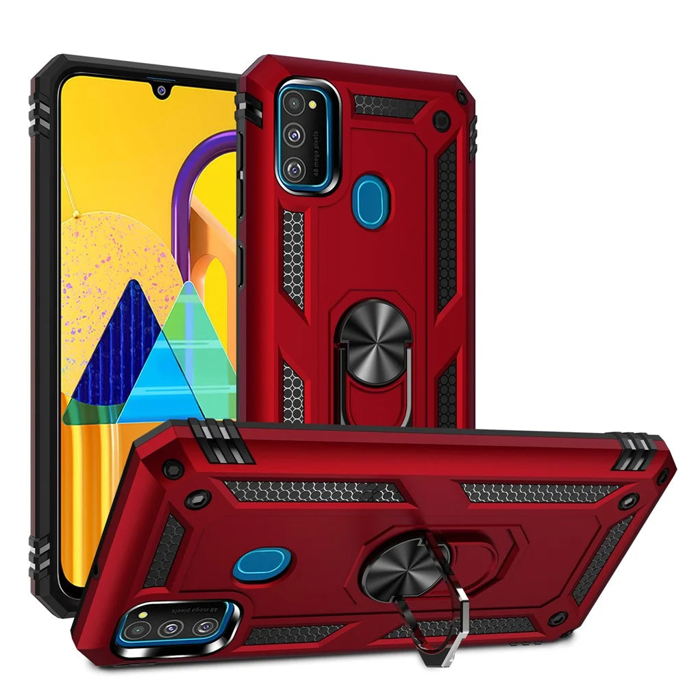 Hybrid PC TPU Kickstand Armor Phone Shell for Samsung Galaxy M30s / M21 - Red - 1