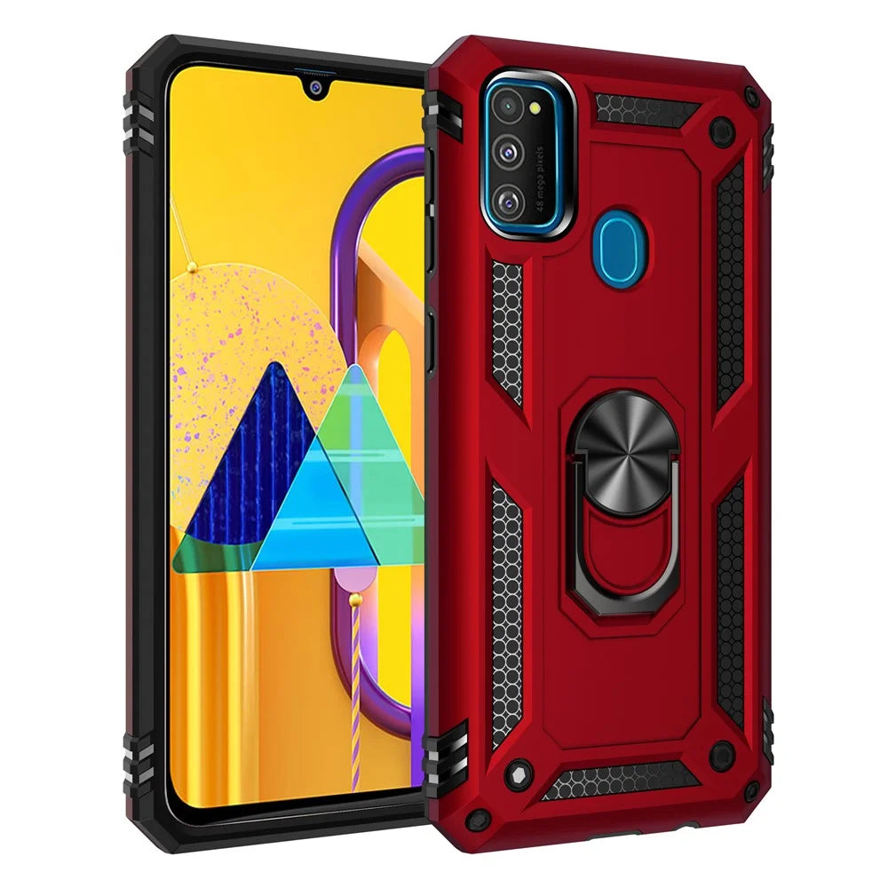 Hybrid PC TPU Kickstand Armor Phone Shell for Samsung Galaxy M30s / M21 - Red - 2