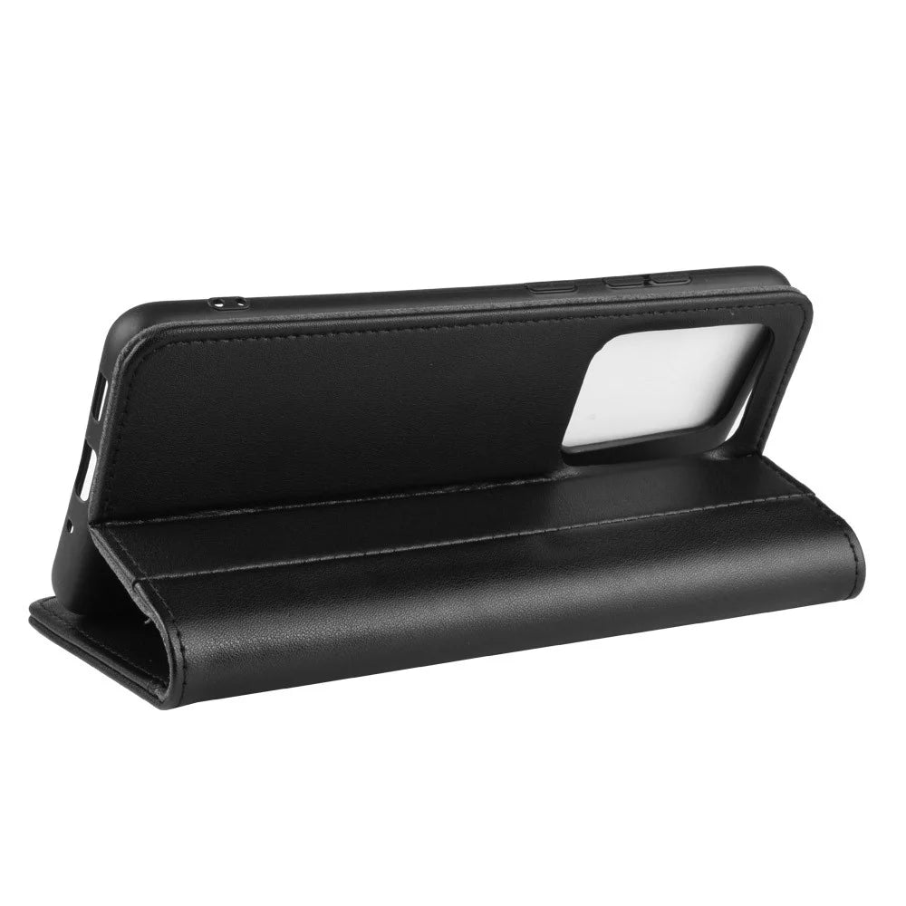 For Samsung Galaxy S20 Ultra Phone Cases Genuine Split Leather Wallet Mobile Cover Stand - Black - 7