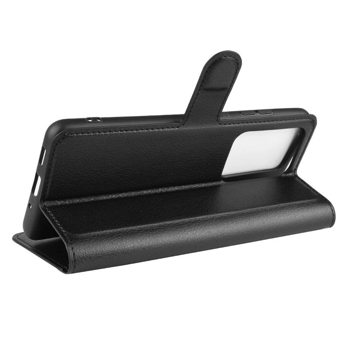 Litchi Skin Wallet Leather Stand Case for Samsung Galaxy S20 Ultra - Black - 6