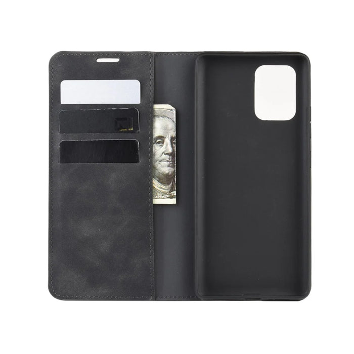 Silky Touch Leather Wallet Case for Samsung Galaxy A91 / S10 Lite / M80s - Black - 4