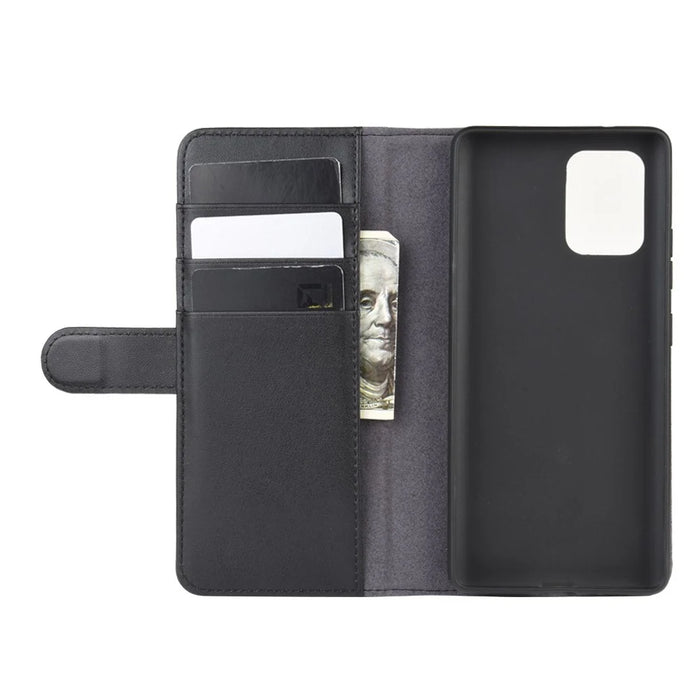 For Samsung Galaxy A91 / S10 Lite / M80s Phone Cases Genuine Split Leather Wallet Mobile Cover Stand - Black - 5