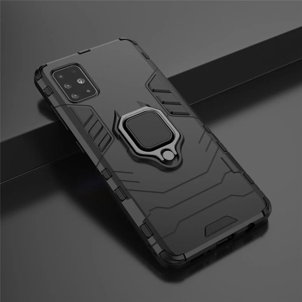 2-in-1 Plastic + TPU Phone Case Shell with Foldable Kickstand for Samsung Galaxy A51 - Black - 4