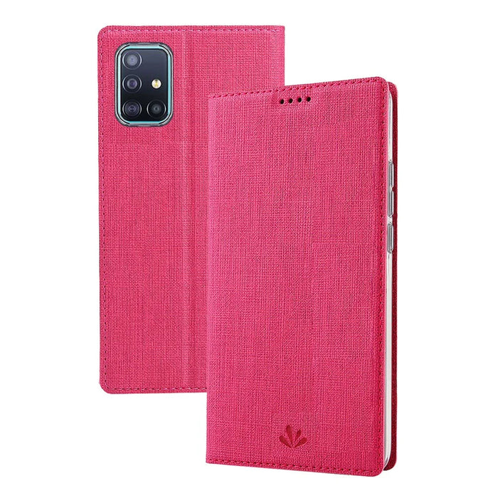 VILI DMX Cross Skin Stand Leather Card Holder Case for Samsung Galaxy A71 - Rose - 6