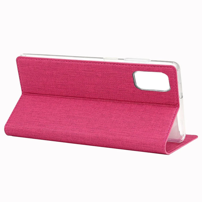 VILI DMX Cross Skin Stand Leather Card Holder Case for Samsung Galaxy A71 - Rose - 7