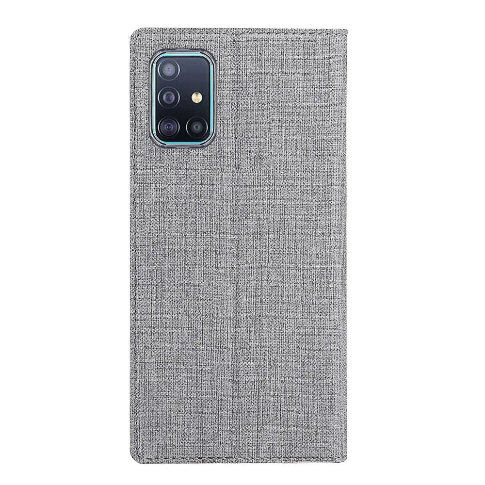 VILI DMX Cross Texture Leather Case with Card Holder for Samsung Galaxy A51 - Grey - 4