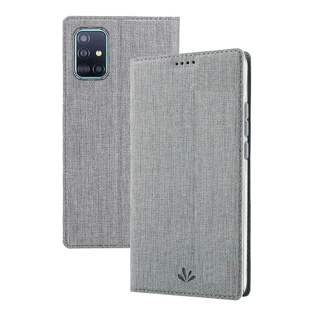 VILI DMX Cross Texture Leather Case with Card Holder for Samsung Galaxy A51 - Grey - 6