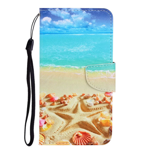 Pattern Printing Flip Leather Wallet Phone Shell for Samsung Galaxy A71 A715 - Beach - 1