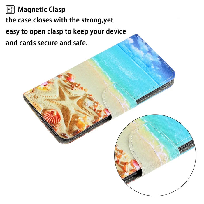Pattern Printing Flip Leather Wallet Phone Shell for Samsung Galaxy A71 A715 - Beach - 3