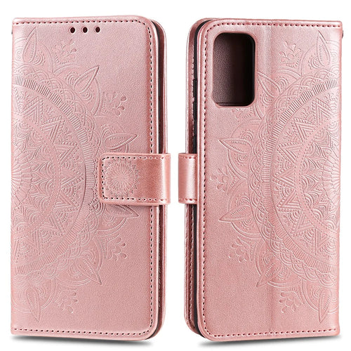Imprint Flower Leather Wallet Case for Samsung Galaxy S20 4G/S20 5G - Rose Gold - 1