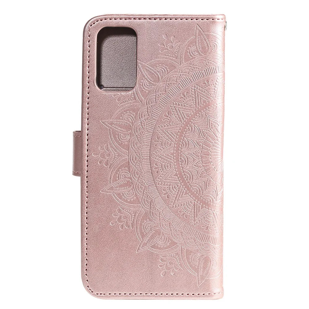 Imprint Flower Leather Wallet Case for Samsung Galaxy S20 4G/S20 5G - Rose Gold - 3