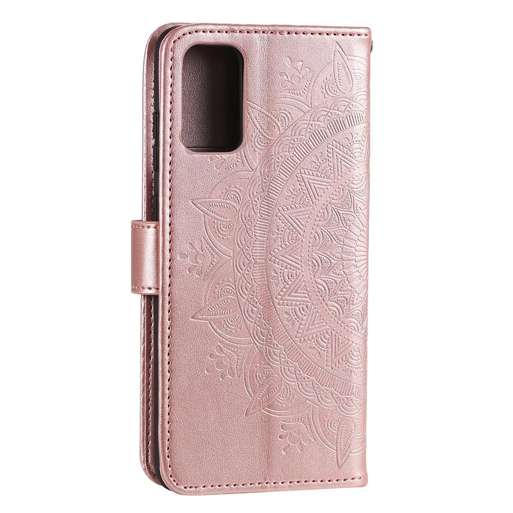 Imprint Flower Leather Wallet Case for Samsung Galaxy S20 4G/S20 5G - Rose Gold - 5