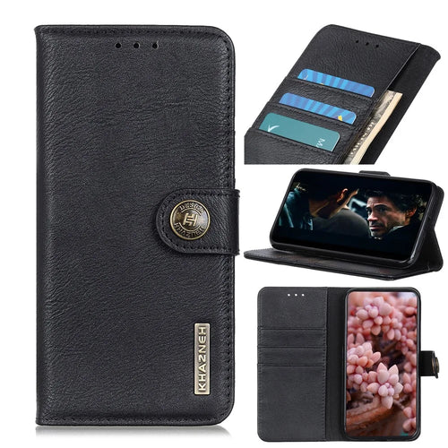 KHAZNEH Wallet Stand Leather Mobile Phone Cover Casing for Samsung Galaxy A50/A50s/A30s - Black - 1