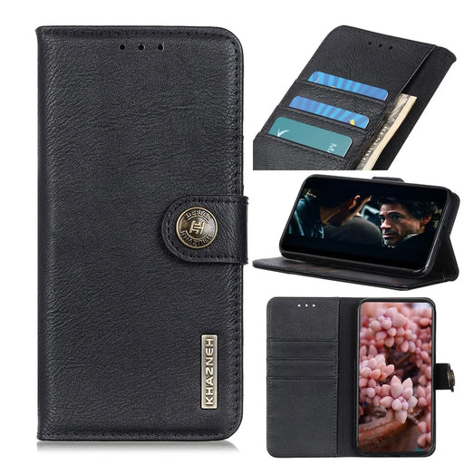 KHAZNEH Wallet Stand Leather Mobile Phone Cover Casing for Samsung Galaxy A50/A50s/A30s - Black - 1