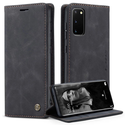 CASEME 013 Series Auto-absorbed Flip Leather Wallet Case for Samsung Galaxy S20 4G/S20 5G - Black - 1
