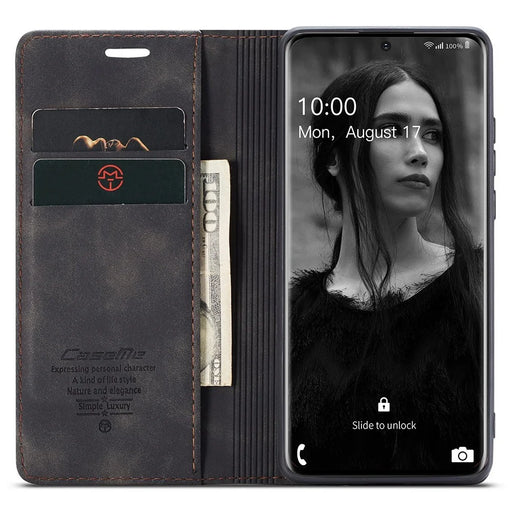 CASEME 013 Series Auto-absorbed Flip Leather Wallet Case for Samsung Galaxy S20 4G/S20 5G - Black - 2