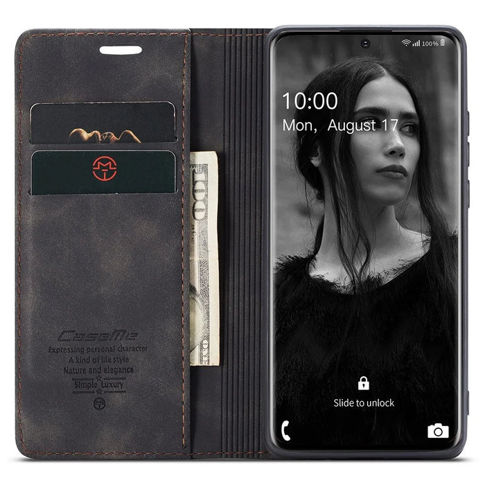 CASEME 013 Series Auto-absorbed Flip Leather Wallet Case for Samsung Galaxy S20 4G/S20 5G - Black - 2