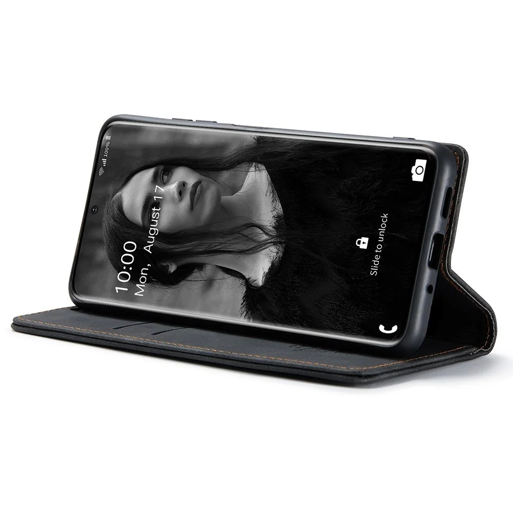 CASEME 013 Series Auto-absorbed Flip Leather Wallet Case for Samsung Galaxy S20 4G/S20 5G - Black - 3